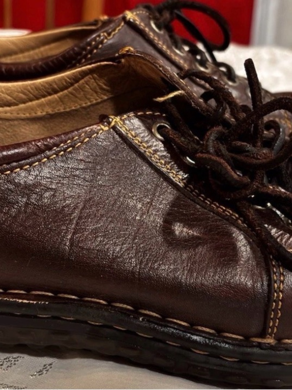 Born Brown Leather Lace-Up Oxford Comfort Shoes Women’s 9 Distressed Casual - Picture 5 of 9